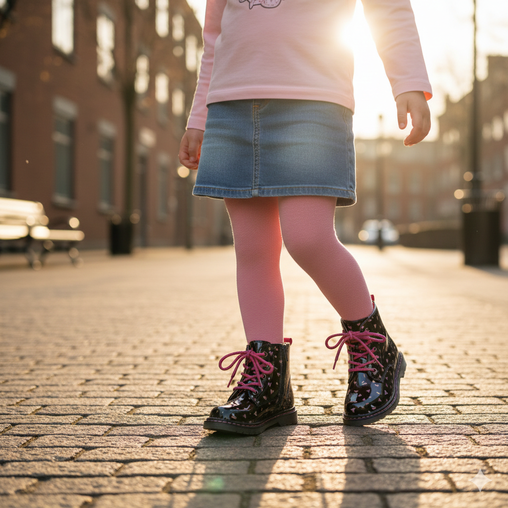 Chaussures montantes pour enfant noires avec imprimé cœurs et semelle résistante