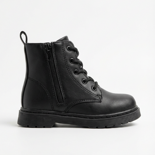 Paire de bottines enfant noires au design moderne et finition élégante