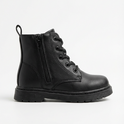 Paire de bottines enfant noires au design moderne et finition élégante
